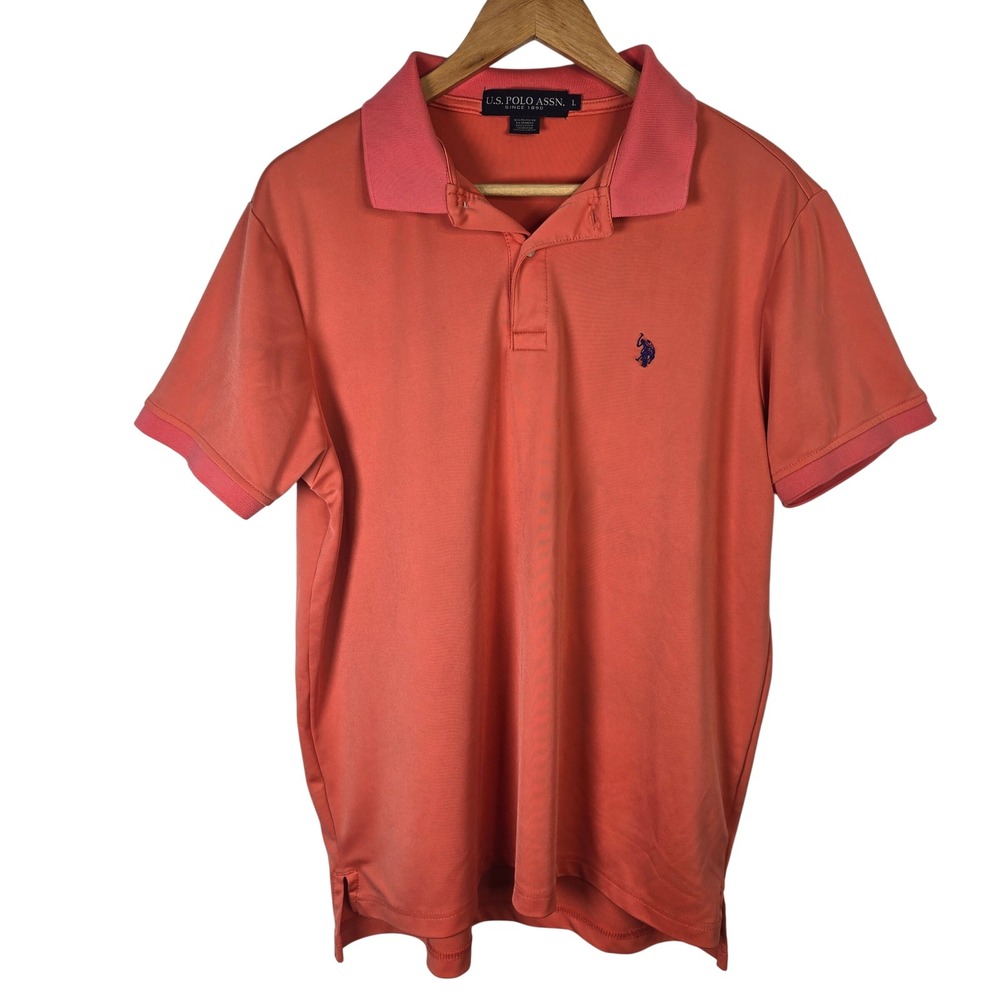 U.S. Polo Assn. Mens Coral Polo Shirt Large Short Sleeve Casual Top